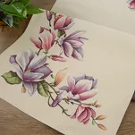Bieżnik gobelinowy 45x140 1214 naturalny z wzorem różowych kwiatów magnolii - 7
