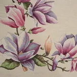 Bieżnik gobelinowy 45x140 1214 naturalny z wzorem różowych kwiatów magnolii - 2