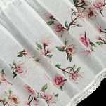 Zazdrostka gotowa w tunelu 150x30 ARI biała z etaminy zdobiona koronką z nadrukiem kwiatów magnolii - 5