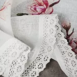 Zazdrostka gotowa w tunelu 150x30 ARI biała z etaminy zdobiona koronką z nadrukiem kwiatów magnolii - 7