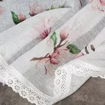Zazdrostka gotowa w tunelu 150x30 ARI biała z etaminy zdobiona koronką z nadrukiem kwiatów magnolii - 8