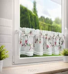 Zazdrostka gotowa w tunelu 150x30 ARI biała z etaminy zdobiona koronką z nadrukiem kwiatów magnolii - 10