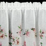 Zazdrostka gotowa w tunelu 150x30 ARI biała z etaminy zdobiona koronką z nadrukiem kwiatów magnolii - 3