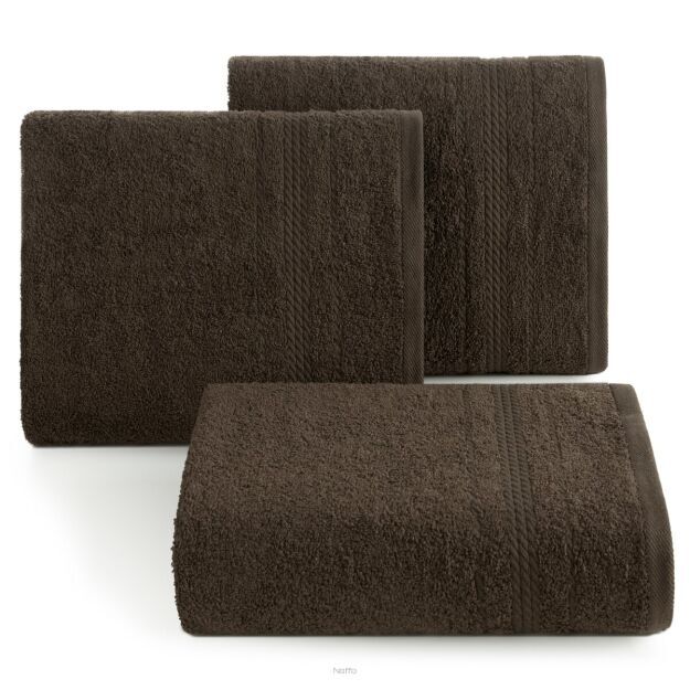 Ręcznik 70x140 ELMA brązowy z delikatną żakardową bordiurą w tonacji ręcznika