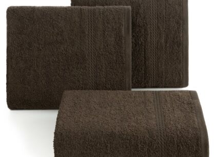 Ręcznik 70x140 ELMA brązowy z delikatną żakardową bordiurą w tonacji ręcznika