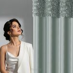 Zasłona na taśmie 140x270 ROSES 13 Eva Minge welwetowa miętowa z pasem róż 3D - 10