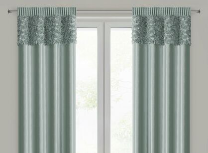 Zasłona na taśmie 140x270 ROSES 13 Eva Minge welwetowa miętowa z pasem róż 3D