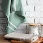 Ścierka kuchenna 50x70 OLIVIA 10 zielona w pasy z bawełny - 2