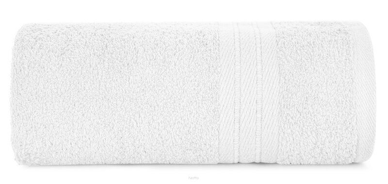 Ręcznik bawełniany 70x140 KAYA biały zdobiony bordiurą w pasy