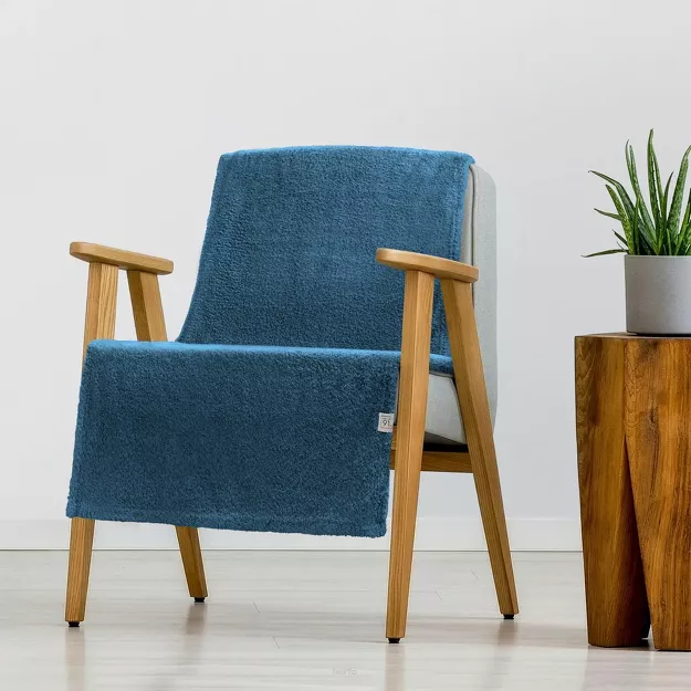 Koc na fotel 70x160 LORI turkusowy puszysty jednokolorowy z kolekcji Design 91