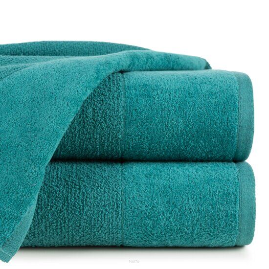 Ręcznik bawełniany 30x50 LUCY ciemny niebieski gładki z welurową szeroką bordiurą
