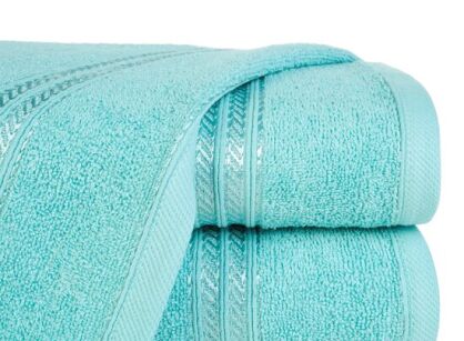 Ręcznik bawełniany 30x50 LORI błękitny z delikatną bordiurą z błyszczącą nicią