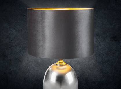 Lampa stołowa 40X70 KELSI 1 z błyszczącym czarnym welwetowym abażurem