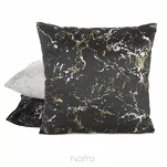 Poszewka welwetowa 45x45 DORI czarna zdobiona metalicznym nadrukiem marmurku - 3