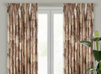 Zasłona na taśmie 140x270 ELLA welwetowa ceglana z metalicznym nadrukiem