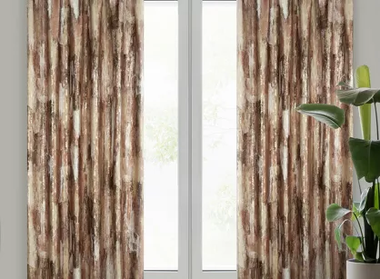 Zasłona gotowa na taśmie 140x270 ELLA welwetowa ceglana z metalicznym nadrukiem