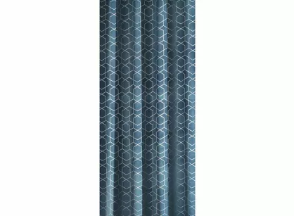 Zasłona gotowa na przelotkach 135x250 MANDI welwetowa granatowa ze srebrnym nadrukiem