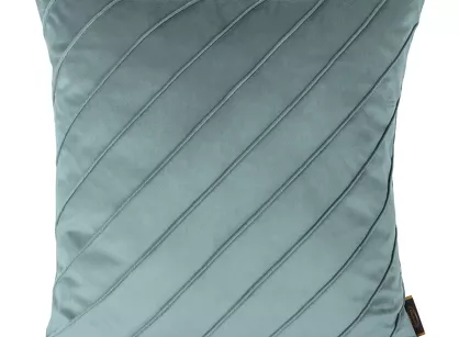 Poszewka welwetowa 45x45 NALA 3 niebieska przeszywana w geometryczny wzór pasów