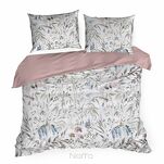 Pościel satynowa 140x200 SPRING 51 biała pudrowa z wzorem delikatnych kwiatów z kolekcji Classic - 5