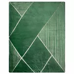 Koc 150x200 GINKO 3 ciemna zieleń z wyrazistym srebrnym geometrycznym nadrukiem - 4