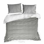 Pościel z makosatyny 220x200 EVA 10C szara z lamówką białą i napisami - 3