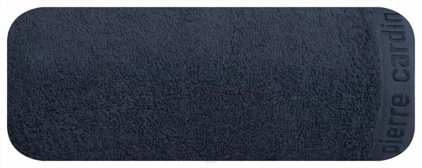Ręcznik 70x140 EVI Pierre Cardin granatowy zdobiony bordiurą w kolorze ręcznika z logo marki