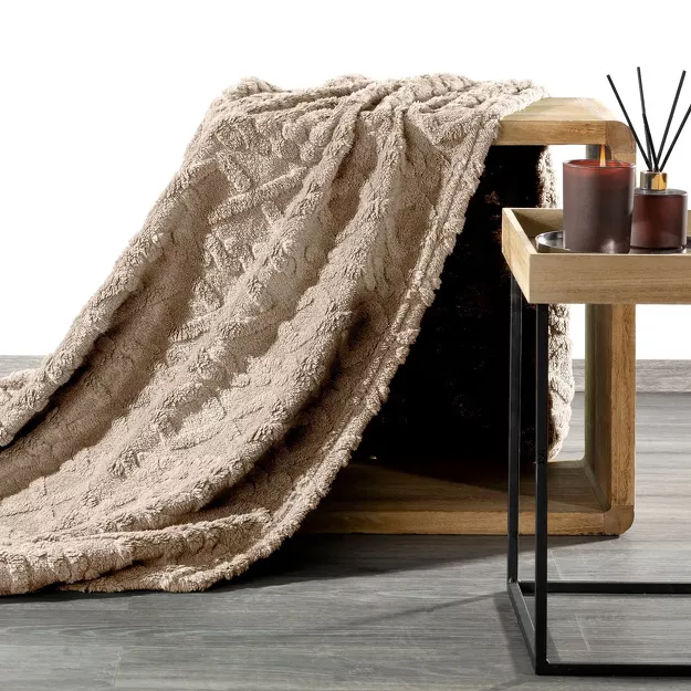 Koc 150x200 WARKOCZ beżowy z ozdobnym plecionym warkoczem Design 91