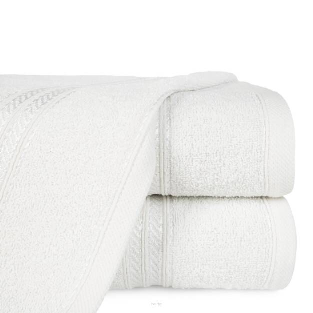 Ręcznik bawełniany 30x50 LORI biały z delikatną bordiurą z błyszczącą nicią