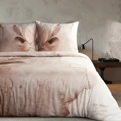 Pościel z makosatyny 160x200 ARLO Eva Minge kremowa pudrowy róż designerski wzór