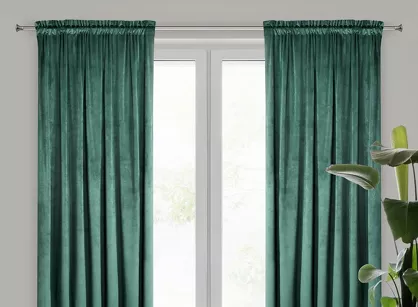 Zasłona na taśmie 140x300 PIERRE welwetowa ciemny turkus jednokolorowa