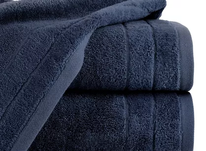 Ręcznik bawełniany 50x90 DAMLA granatowy gładki z subtelną bordiurą