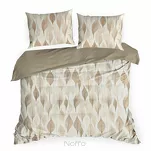 Pościel z mikrowłókna 220x200 DAFNE biała brązowa wzór liści Design 91 - 6