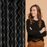 Zasłona gotowa na przelotkach 140x250 MARGO welwetowa Pierre Cardin czarna zdobiona złotym haftem w romby - 14