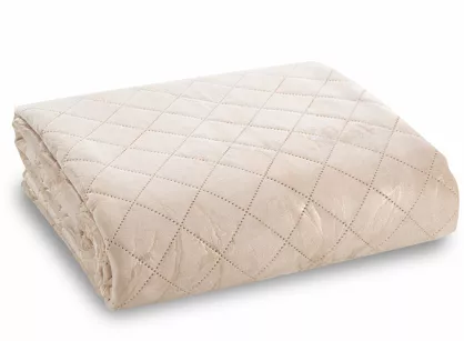 Narzuta welwetowa 200x220 LUIZ 6 beżowa pikowana ze złotym przecieranym wzorem efekt 3D Design 91