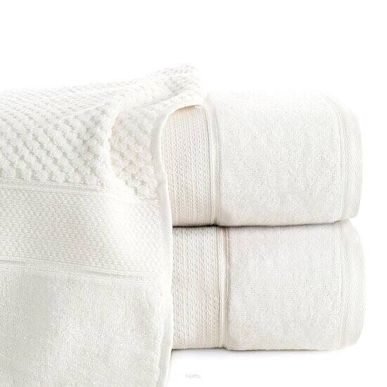 Ręcznik bawełniany 30x50 JESSI kremowy z fakturą krateczki i gładką welurową bordiurą