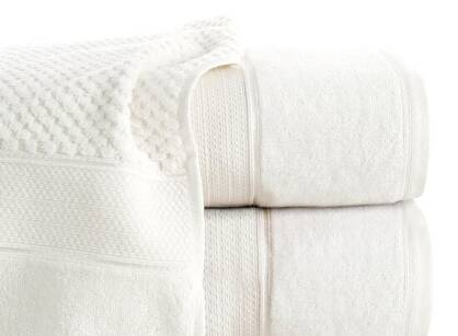 Ręcznik bawełniany 30x50 JESSI kremowy z fakturą krateczki i gładką welurową bordiurą