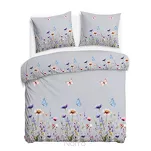 Pościel flanelowa 180x200 31512/2 szara w kolorowe kwiaty - 4
