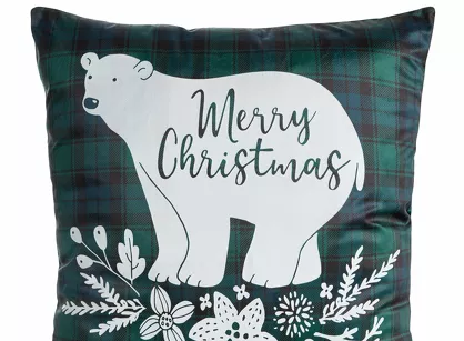 Poszewka świąteczna 60x60 CHERRY 5 welwetowa zielona biała w kratkę