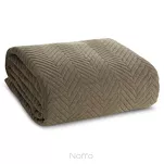 Narzuta jednokolorowa 220x240 LEN 3 ciemny beż pikowana w gęstą jodełkę imitująca len - 3