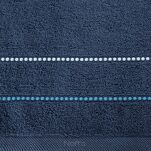 Ręcznik 50x90 SUZI granatowy z kontrastującą stebnowaną bordiurą w delikatne paseczki 500 g/m2 - 2