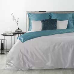 Pościel satynowa 220x200 NOVA 3 dwukolorowa gładka srebrna turkusowa