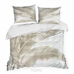 Pościel satynowa 220x200 SPRING 102 jasny krem ciemny beż z wzorem liści bananowca z kolekcji Classic - 2