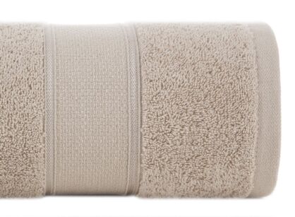 Ręcznik bawełniany 30x50 LIANA beżowy zdobiony bordiurą z błyszczącą nicią