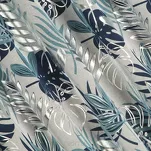 Firana na taśmie 140x270 MALTA granatowa ze srebrnym nadrukiem botanicznym - 3