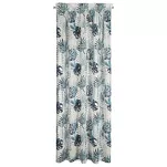 Firana na taśmie 140x270 MALTA granatowa ze srebrnym nadrukiem botanicznym - 12