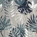 Firana na taśmie 140x270 MALTA granatowa ze srebrnym nadrukiem botanicznym - 2