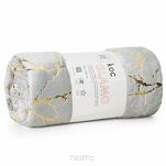 Koc 150x200 GLAMO stalowy ze złotym wzorem marmurkowym z kolekcji Design 91  - 3