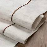 Bieżnik lniany 40x180 NATU 9 naturalny zdobiony szerokim mankietem z brązową lamówką - 7