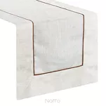 Bieżnik lniany 40x180 NATU 9 naturalny zdobiony szerokim mankietem z brązową lamówką - 6