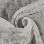 Zasłona na taśmie 140x270 WIKI biała w stylu eko z popielatym nadrukiem kwiatów - 3